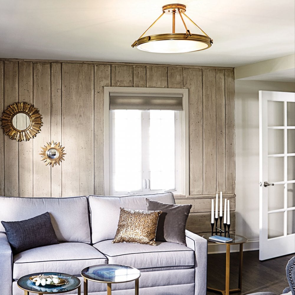 HK-COLLIER-SF-M Collier 4 Light Large Semi-Flush Heritage Brass