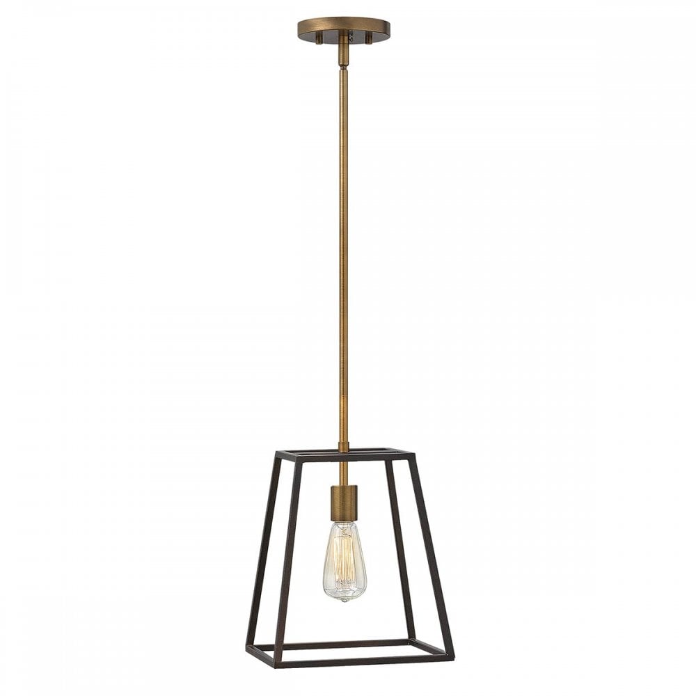 HK-FULTON-P Fulton 1 Light Pendant Bronze and Brass