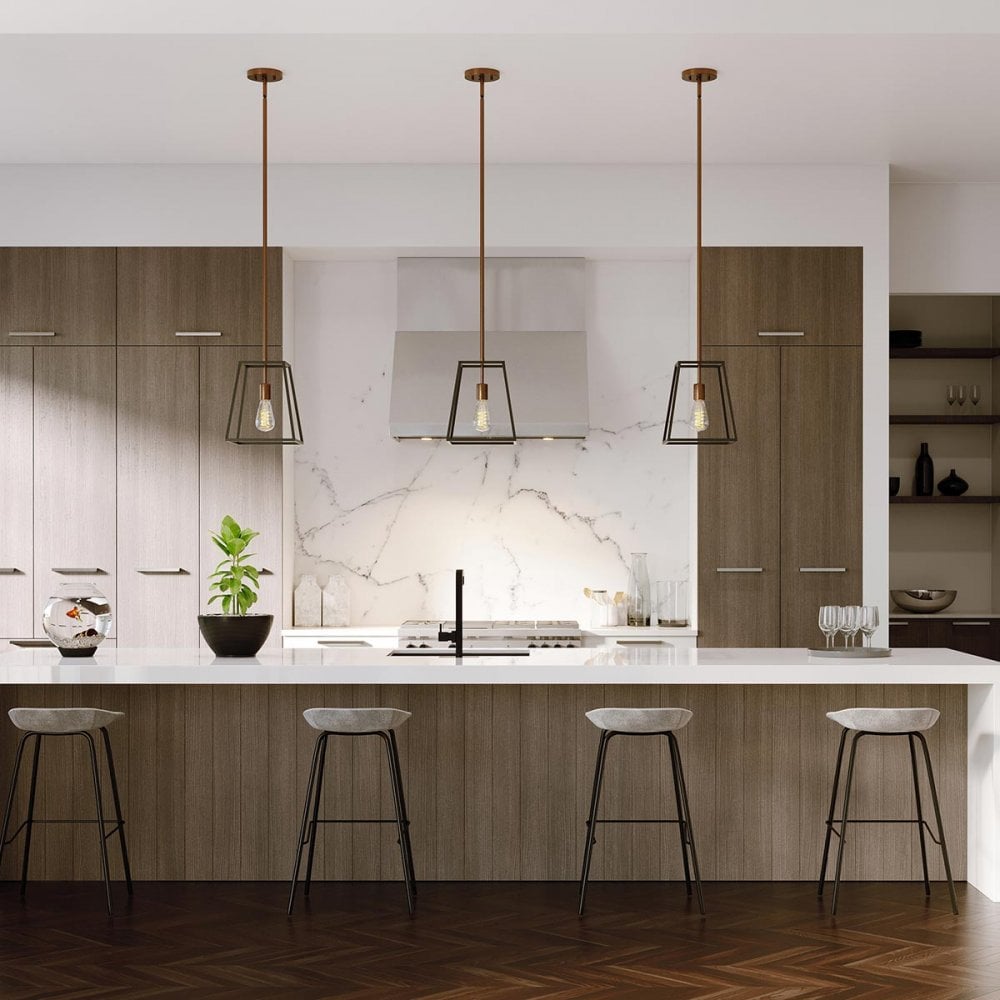 HK-FULTON-P Fulton 1 Light Pendant Bronze and Brass