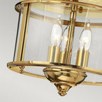 HK-GENTRY-F-PB Gentry 3 Light Flush Polished Brass