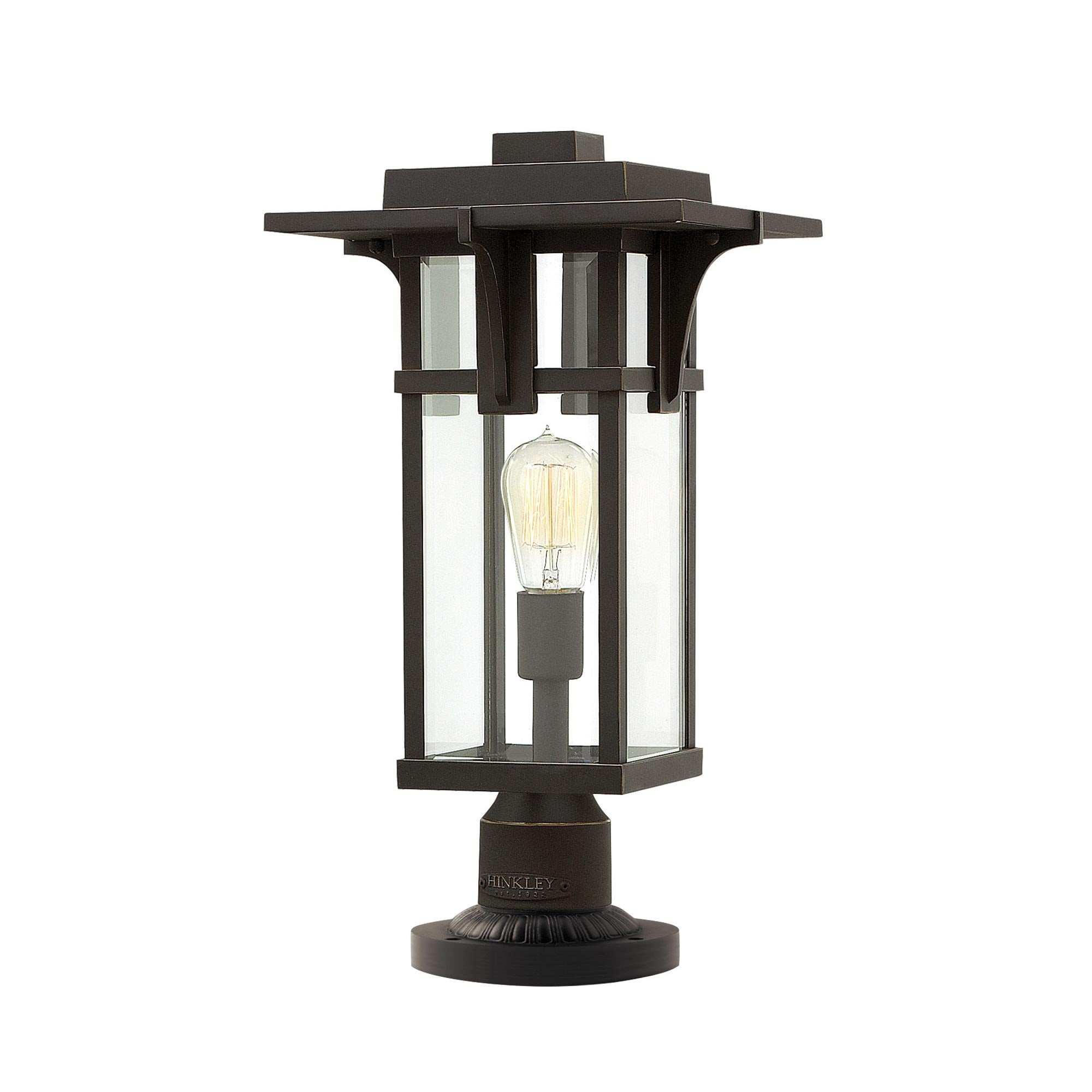 HK-MANHATTAN3-M Manhattan Outdoor 1 Light Pedestal Oil Rubbed Bronze