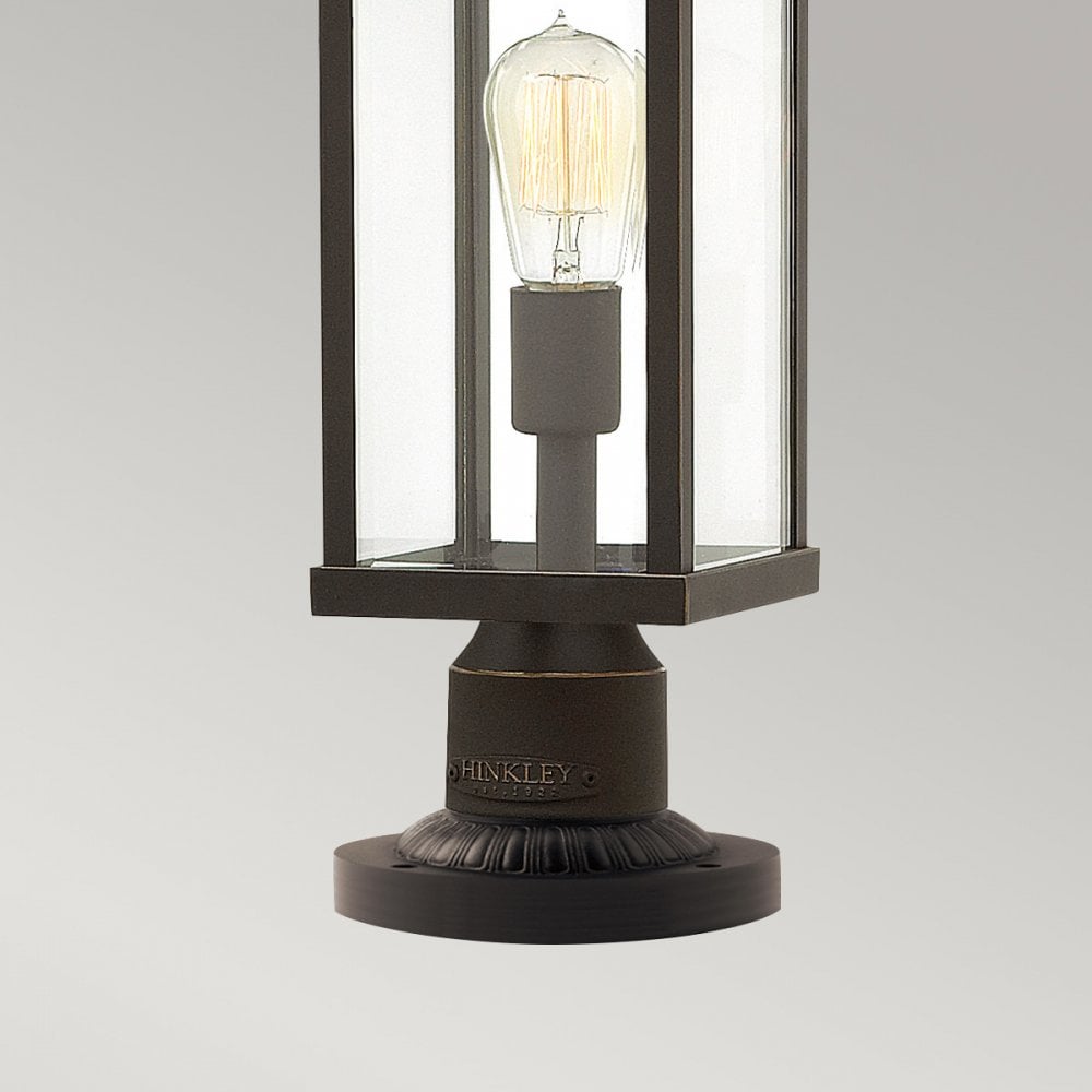 HK-MANHATTAN3-M Manhattan Outdoor 1 Light Pedestal Oil Rubbed Bronze