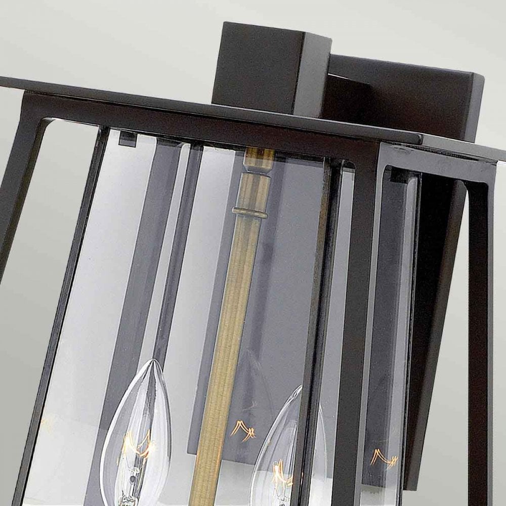 HK-WALKER2-L Walker Outdoor 2 Light Large Wall Lantern Buckeye Bronze with Heritage Brass
