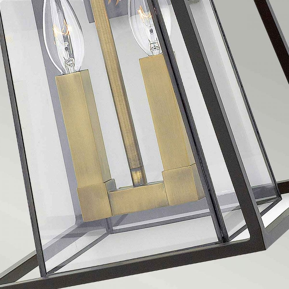 HK-WALKER2-L Walker Outdoor 2 Light Large Wall Lantern Buckeye Bronze with Heritage Brass