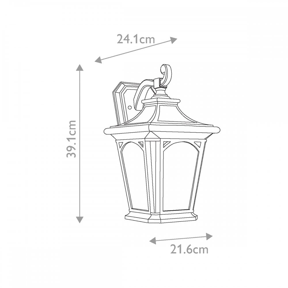 QZ-BEDFORD2-M Bedford Outdoor 1 Light Medium Wall Lantern Mystic Black