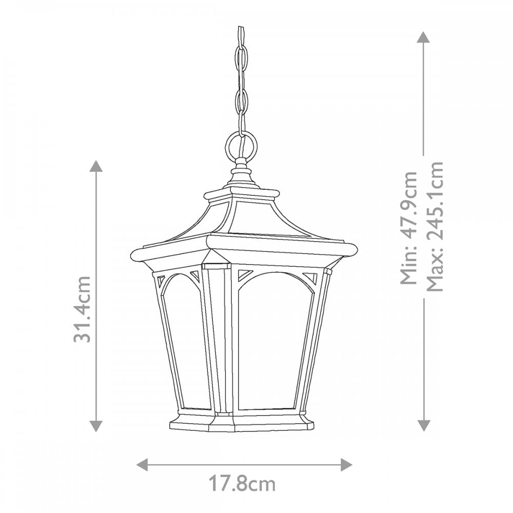 QZ-BEDFORD8-S Bedford Outdoor 1 Light Small Chain Lantern Mystic Black