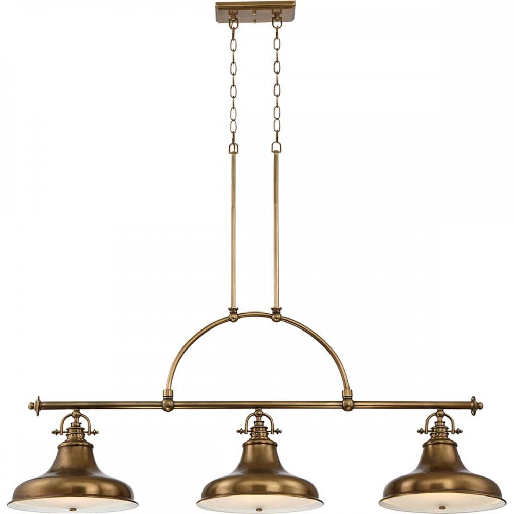 QZ-EMERY3P-WS Emery 3 Light Island Chandelier Weathered Brass