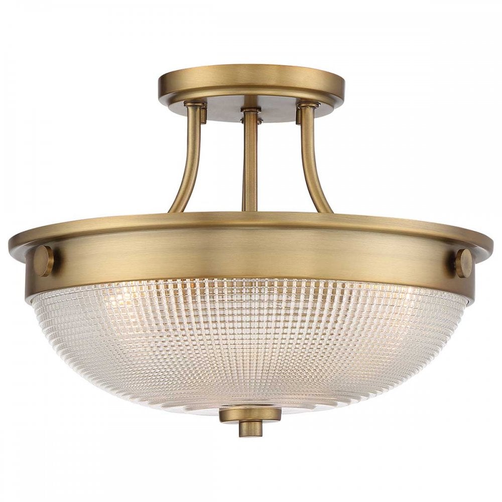QZ-MANTLE-SF-WS Mantle 2 Light Semi-Flush Weathered Brass