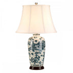 BLUE-TRAD-WP-TL Blue Traditional 1 Light Table Lamp Blue and White