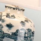 BLUE-TRAD-WP-TL Blue Traditional 1 Light Table Lamp Blue and White