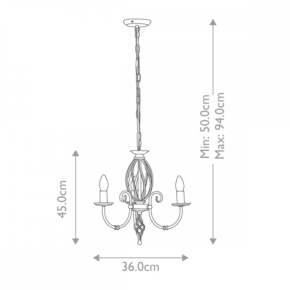 ART3-BLACK Artisan 3 Light Chandelier Black