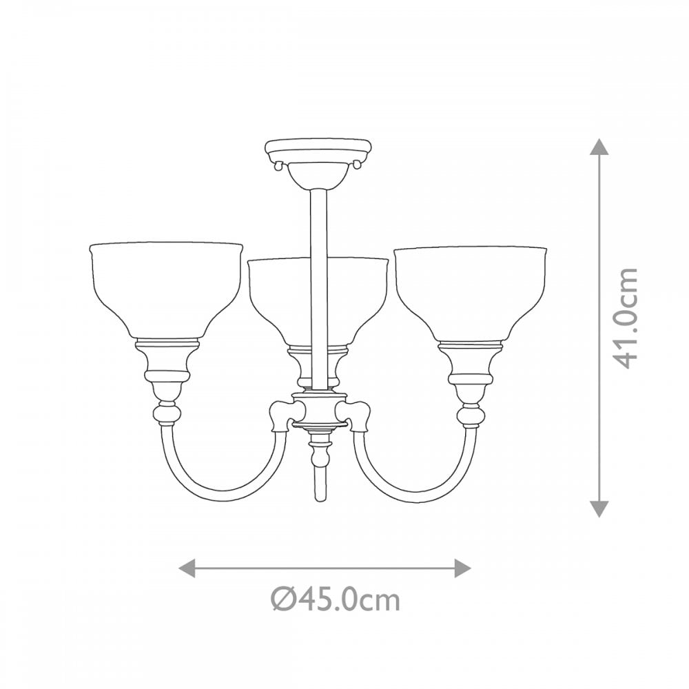 BATH-CD3 Cheadle Bathroom 3 Light Semi-Flush Polished Chrome