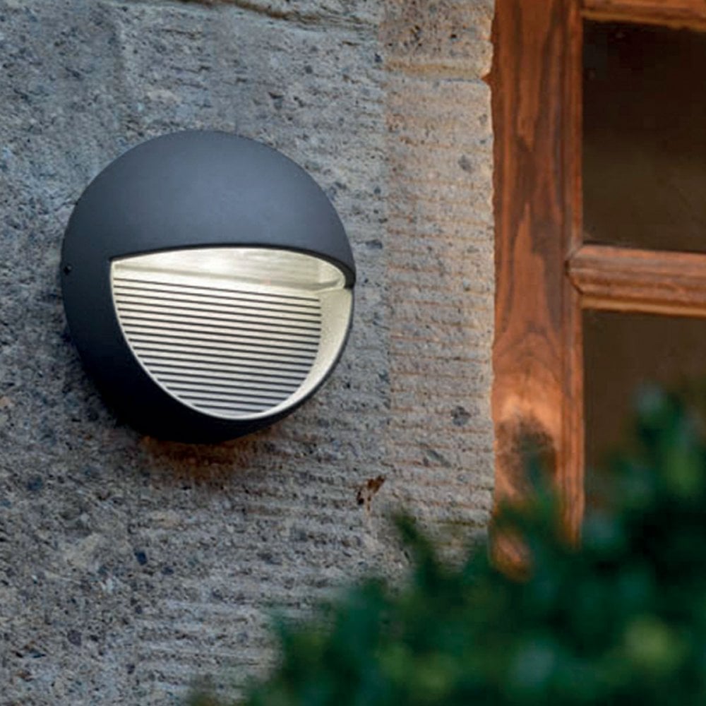 FREYR-R Freyr Round Outdoor 1 Light LED Wall Light Graphite