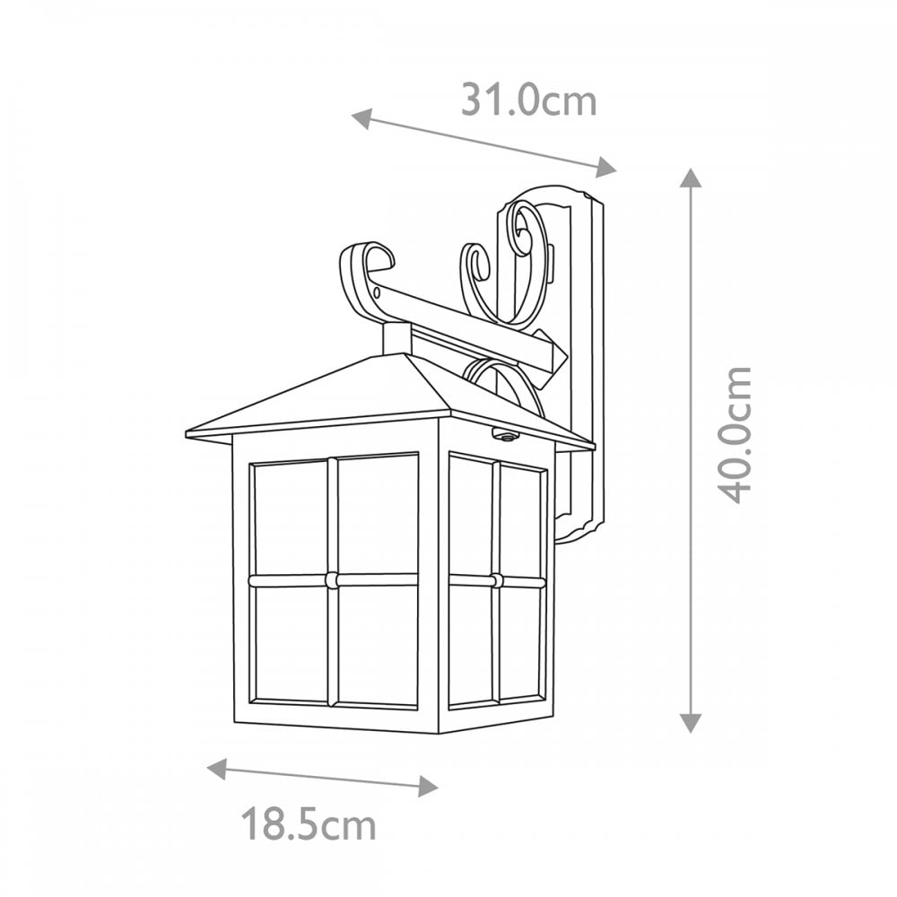 BL19-BLACK Winchester Outdoor 1 Light Wall Down Lantern Black (S)