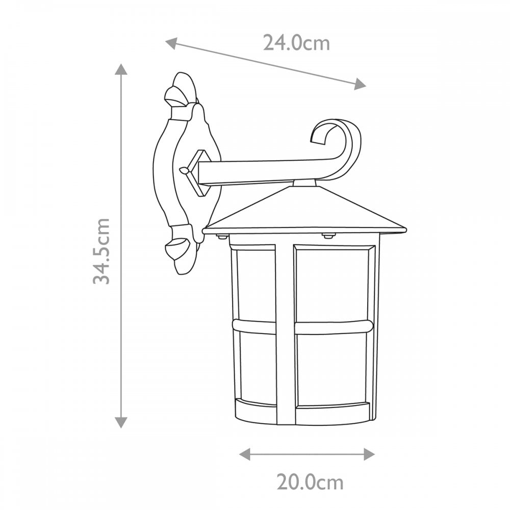 BL21-G-BLACK Hereford Outdoor 1 Light Large Wall Down Lantern Black