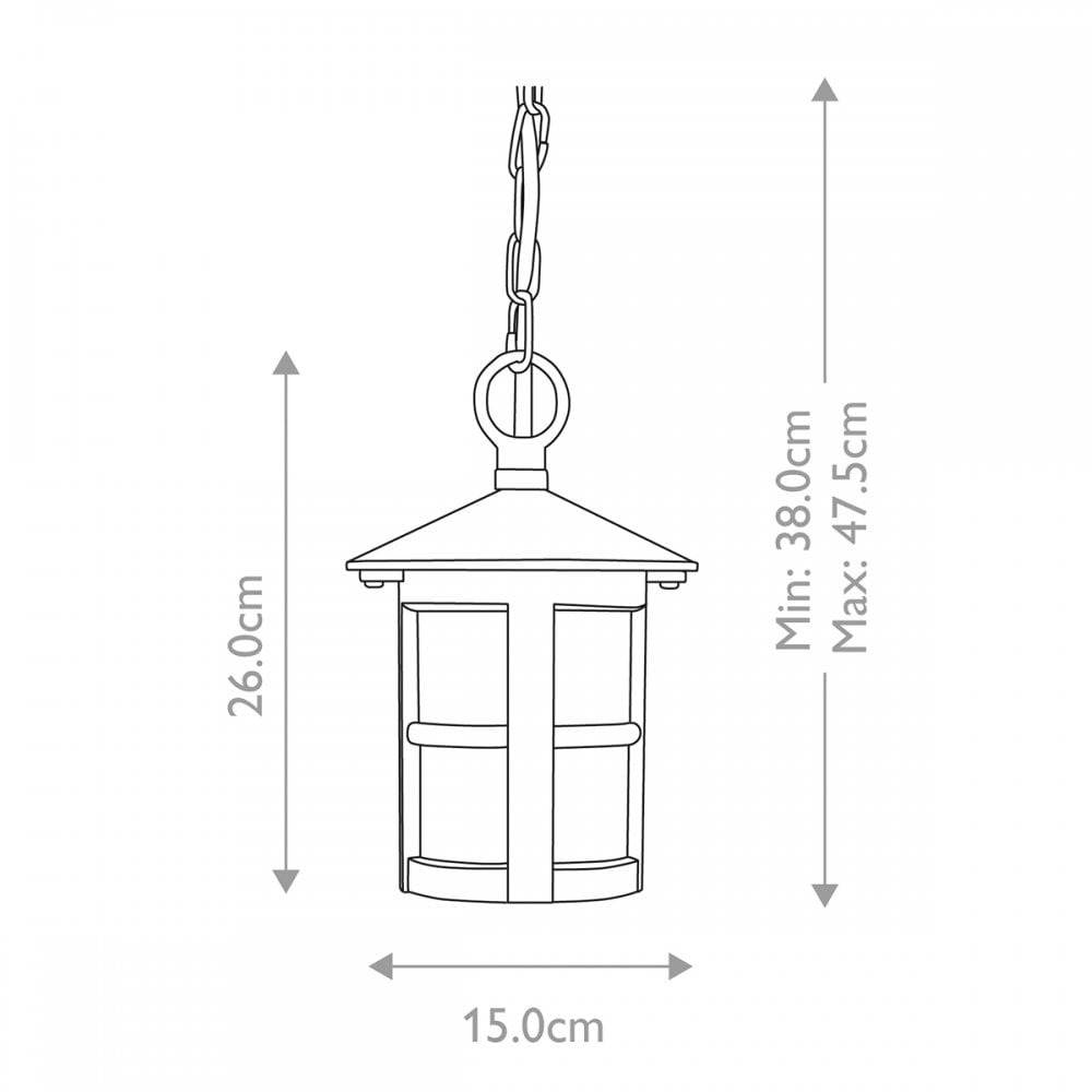BL21B-BLACK Hereford Outdoor 1 Light Chain Lantern Black (S)