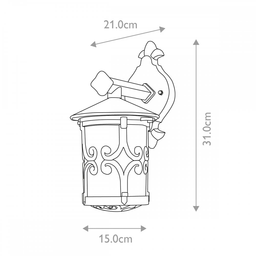 BL8-BLACK Hereford Outdoor Wall Down Lantern Black
