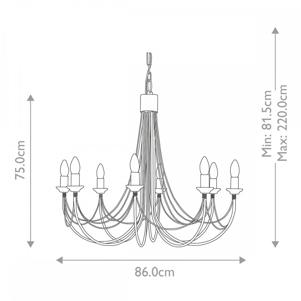 CB8-BLACK Carisbrooke 8 Light Chandelier Black