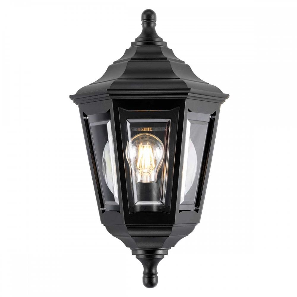 KINSALE-FLUSH Kinsale Outdoor 1 Light Flush Lantern Wall Lamp Black (S)