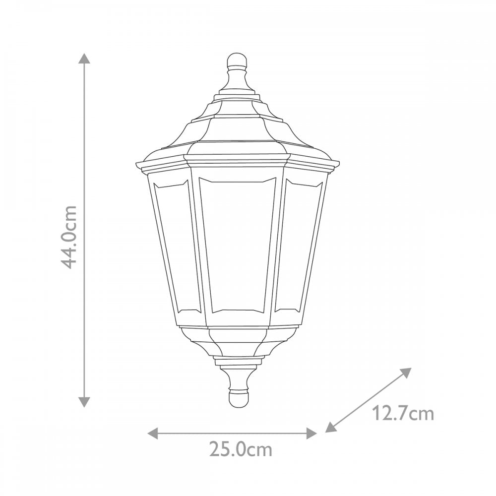 KINSALE-FLUSH Kinsale Outdoor 1 Light Flush Lantern Wall Lamp Black (S)