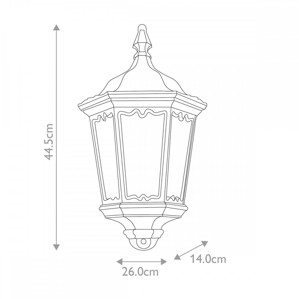 MD7-BLACK Medstead Outdoor 1 Light Half Lantern Black