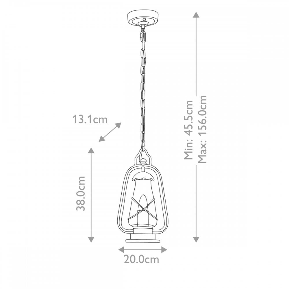 MINERS-CHN Miners Outdoor 1 Light Chain Lantern Old Bronze