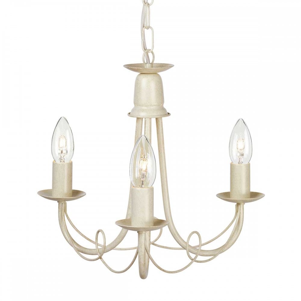 MN3-IV-GOLD Minster 3 Light Chandelier Ivory/ Gold Patina