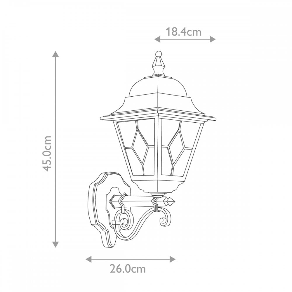 NR1-BLK Norfolk Outdoor 1 Light Up Wall Lantern Black