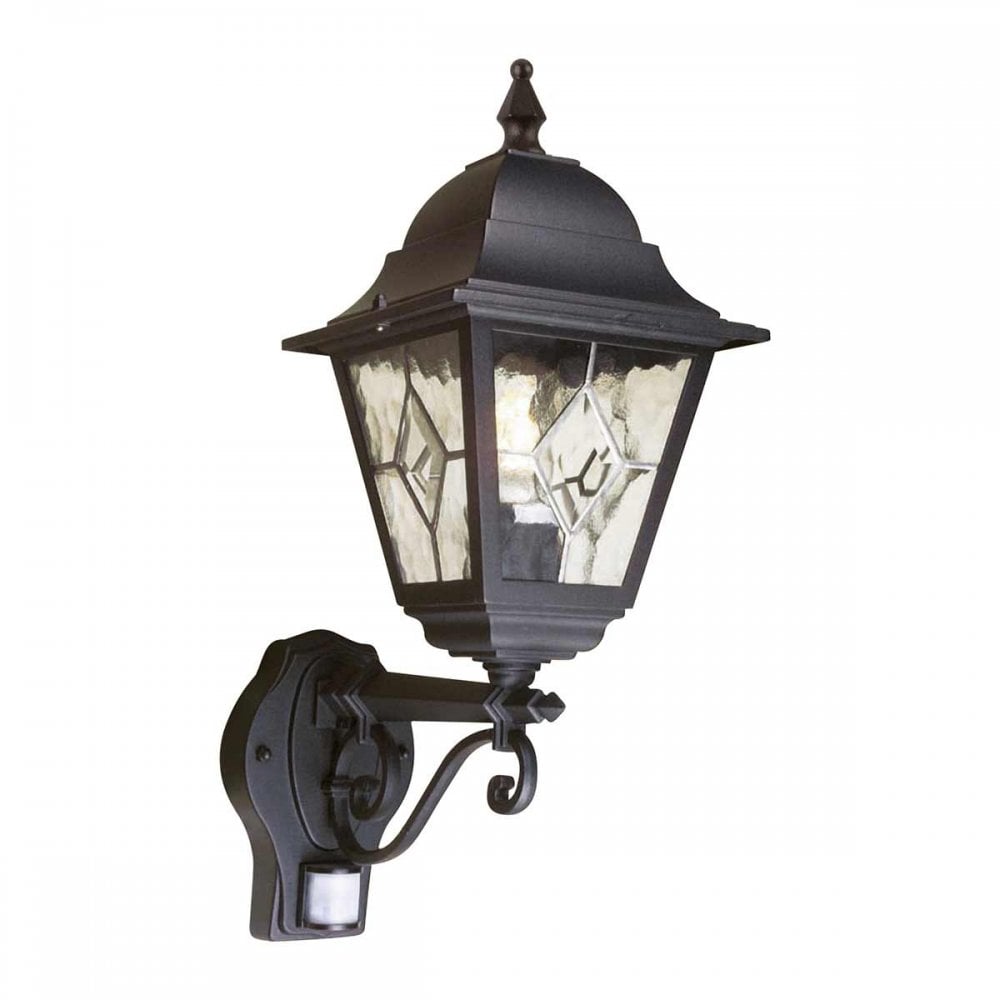 NR1-PIR-BLACK Norfolk Outdoor 1 Light Up Wall Lantern with PIR Black