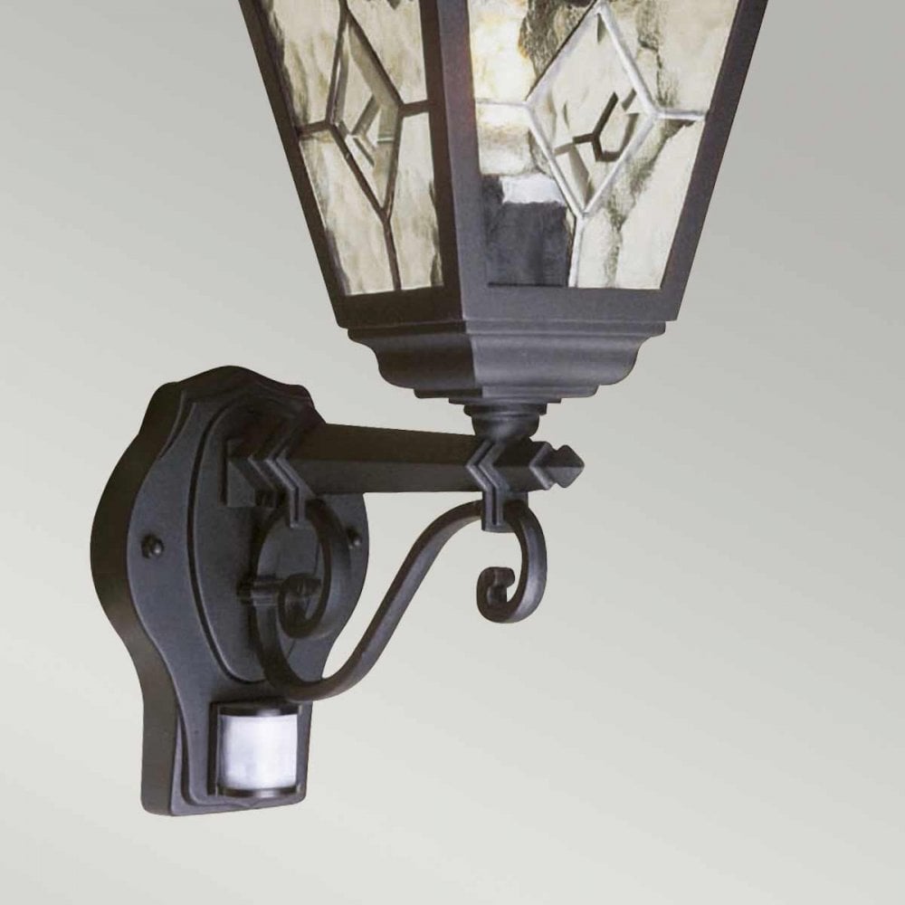 NR1-PIR-BLACK Norfolk Outdoor 1 Light Up Wall Lantern with PIR Black