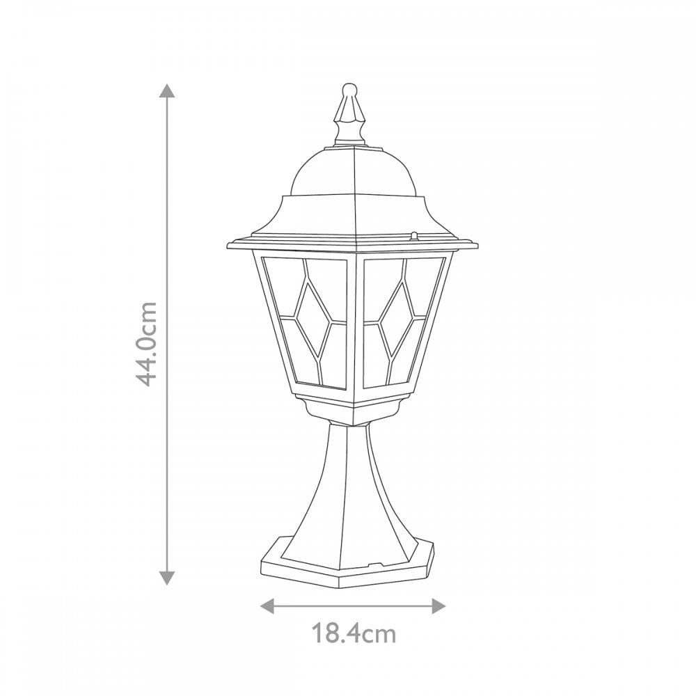 NR3-BLK Norfolk Outdoor 1 Light Pedestal Lantern Black