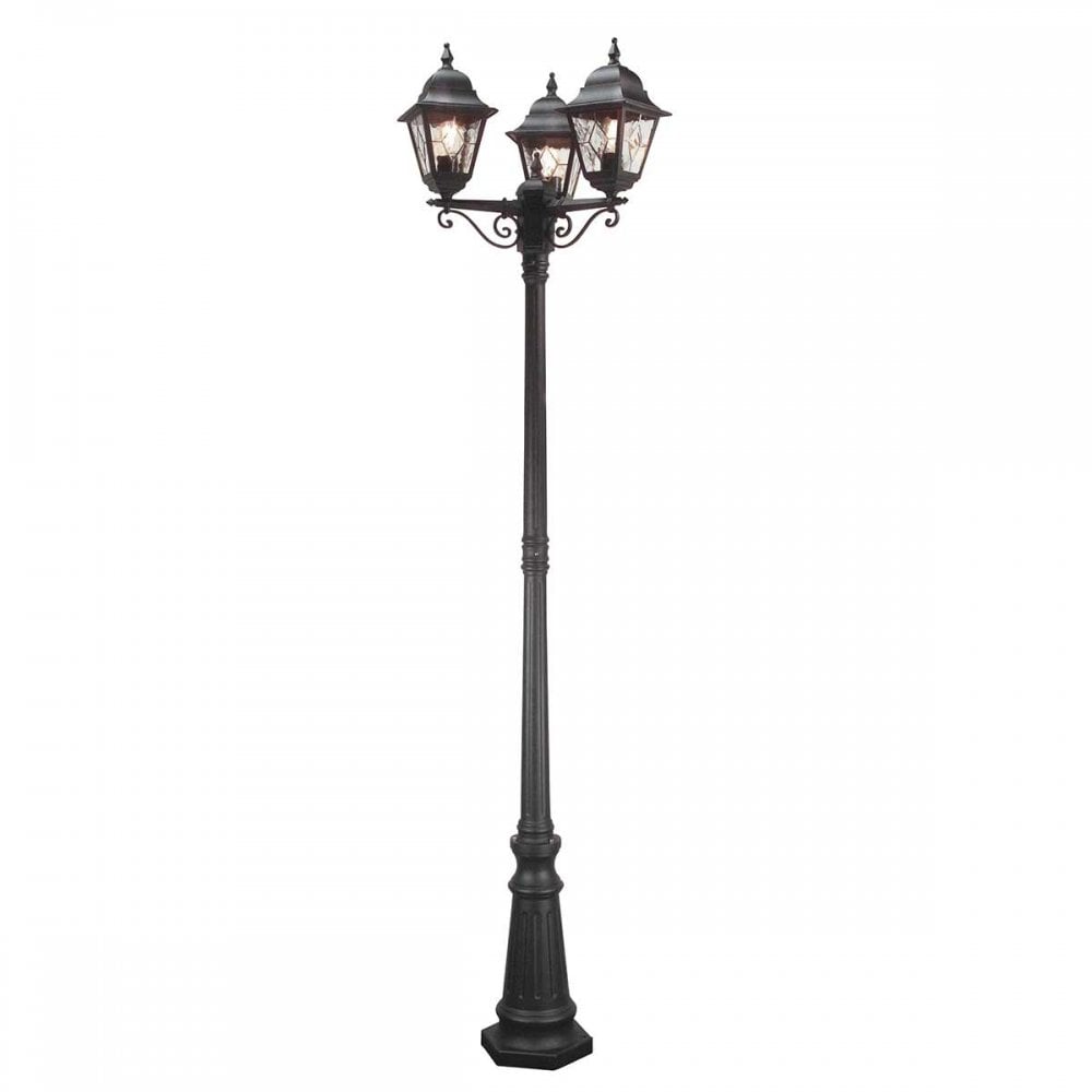 NR8-BLK Norfolk Outdoor 3 Light Lamp Post Black