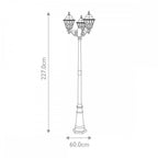 NR8-BLK Norfolk Outdoor 3 Light Lamp Post Black