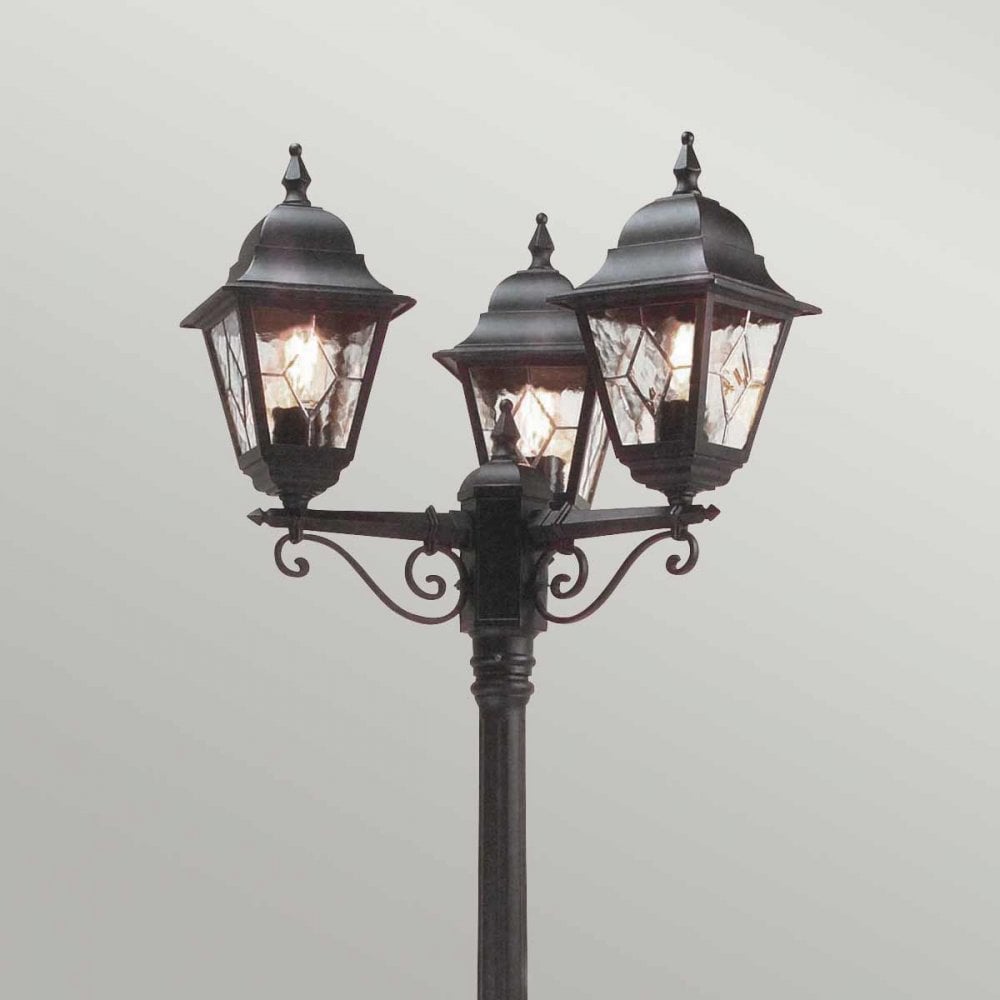 NR8-BLK Norfolk Outdoor 3 Light Lamp Post Black