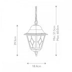 NR9-BLK Norfolk Outdoor 1 Light Chain Lantern Black