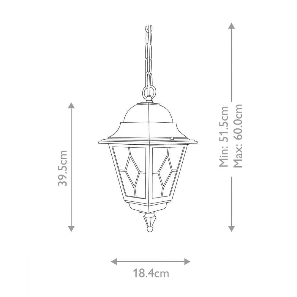 NR9-BLK Norfolk Outdoor 1 Light Chain Lantern Black