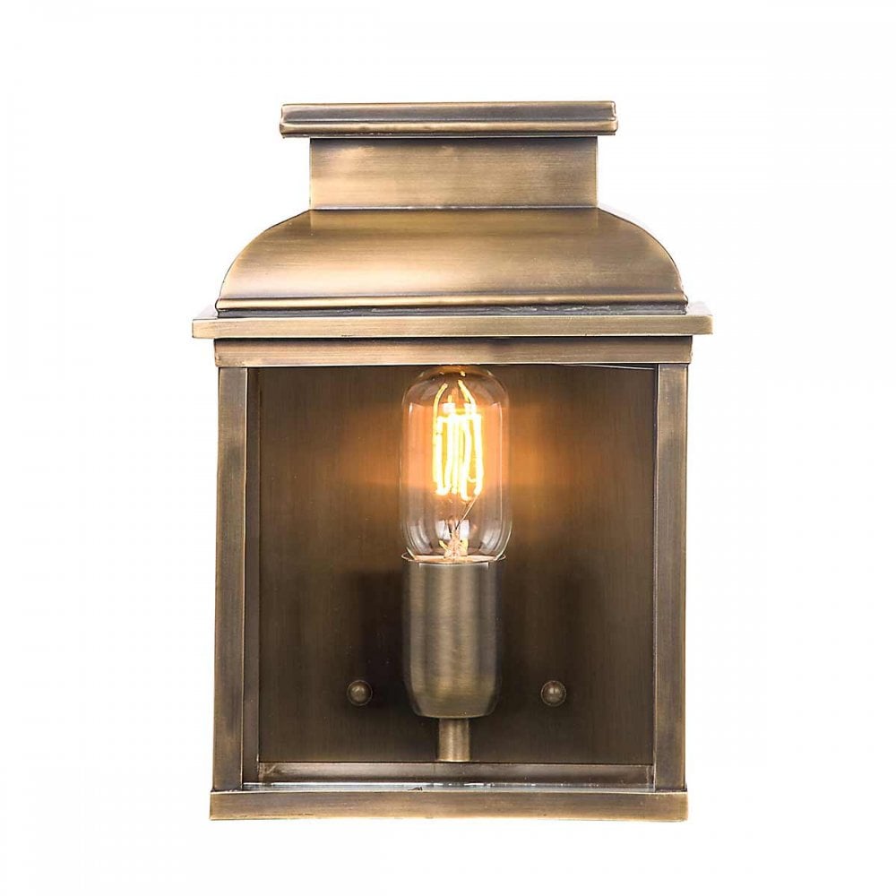 OLD-BAILEY-BR Old Bailey Outdoor 1 Light Wall Lantern - Brass Aged Brass