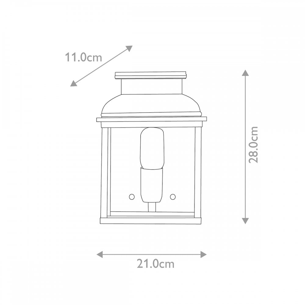OLD-BAILEY-BR Old Bailey Outdoor 1 Light Wall Lantern - Brass Aged Brass