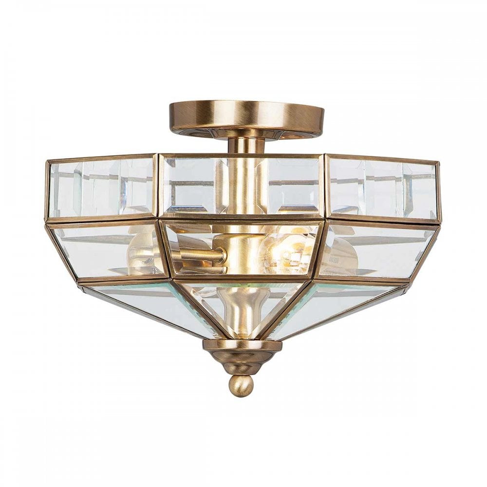OLD-PARK-AB Old Park 2 Light Semi-Flush Antique Brass