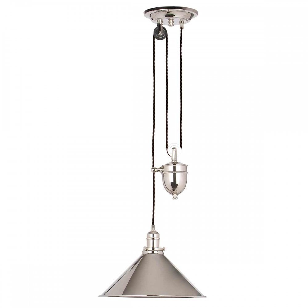 PV-P-PN Provence 1 Light Rise and Fall Pendant Polished Nickel