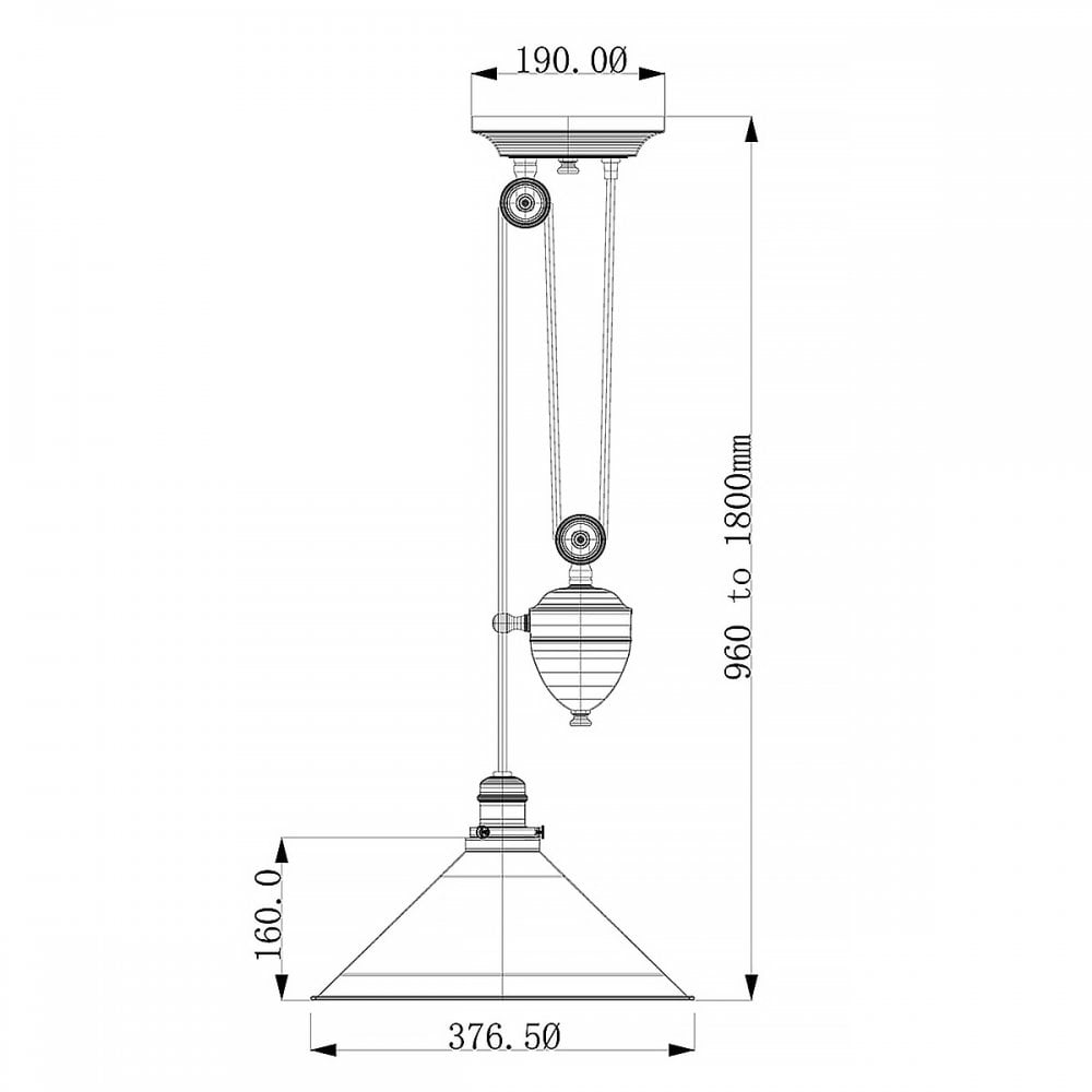 PV-P-PN Provence 1 Light Rise and Fall Pendant Polished Nickel