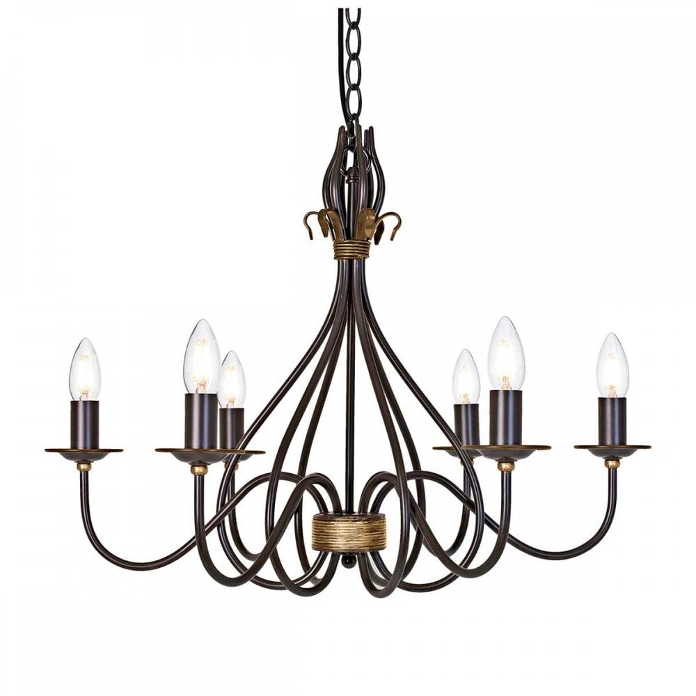 WM6 Windermere 6 Light Chandelier Rust/Gold