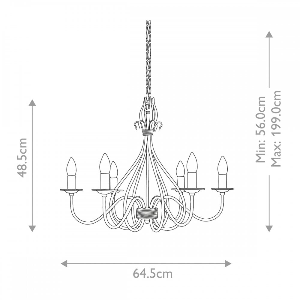 WM6 Windermere 6 Light Chandelier Rust/Gold