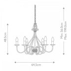 WM6 Windermere 6 Light Chandelier Rust/Gold