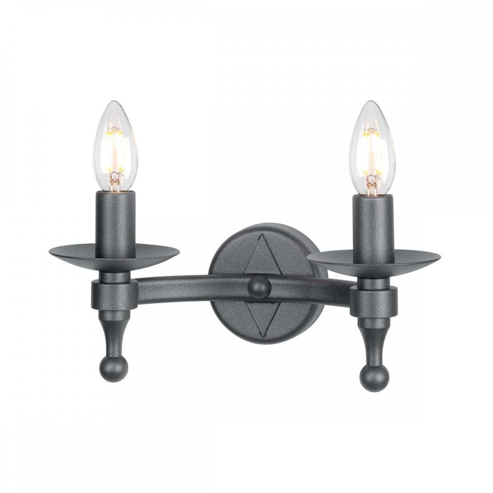 WR2-GRAPHITE Warwick 2 Light Wall Light Graphite Black