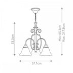 HK-CELLO3 Cello 3 Light Chandelier Antique Bronze