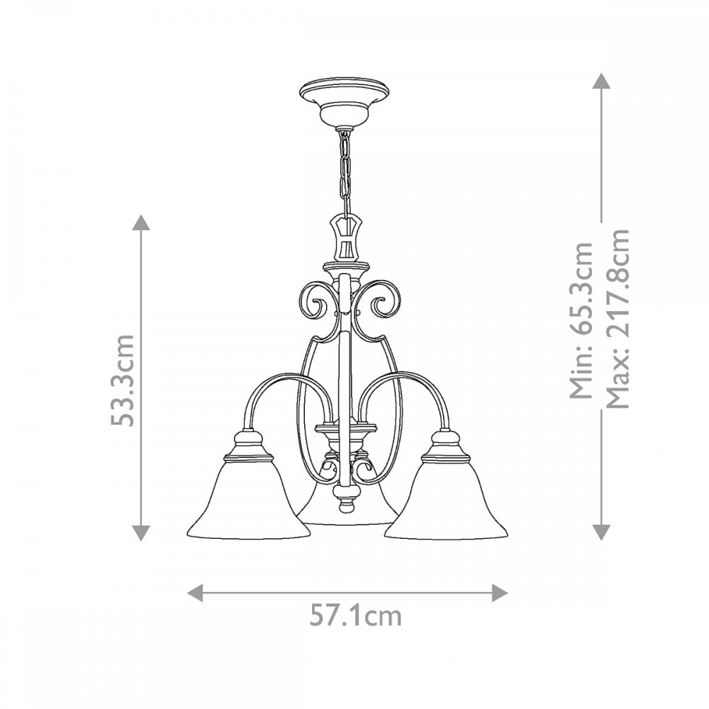 HK-CELLO3 Cello 3 Light Chandelier Antique Bronze
