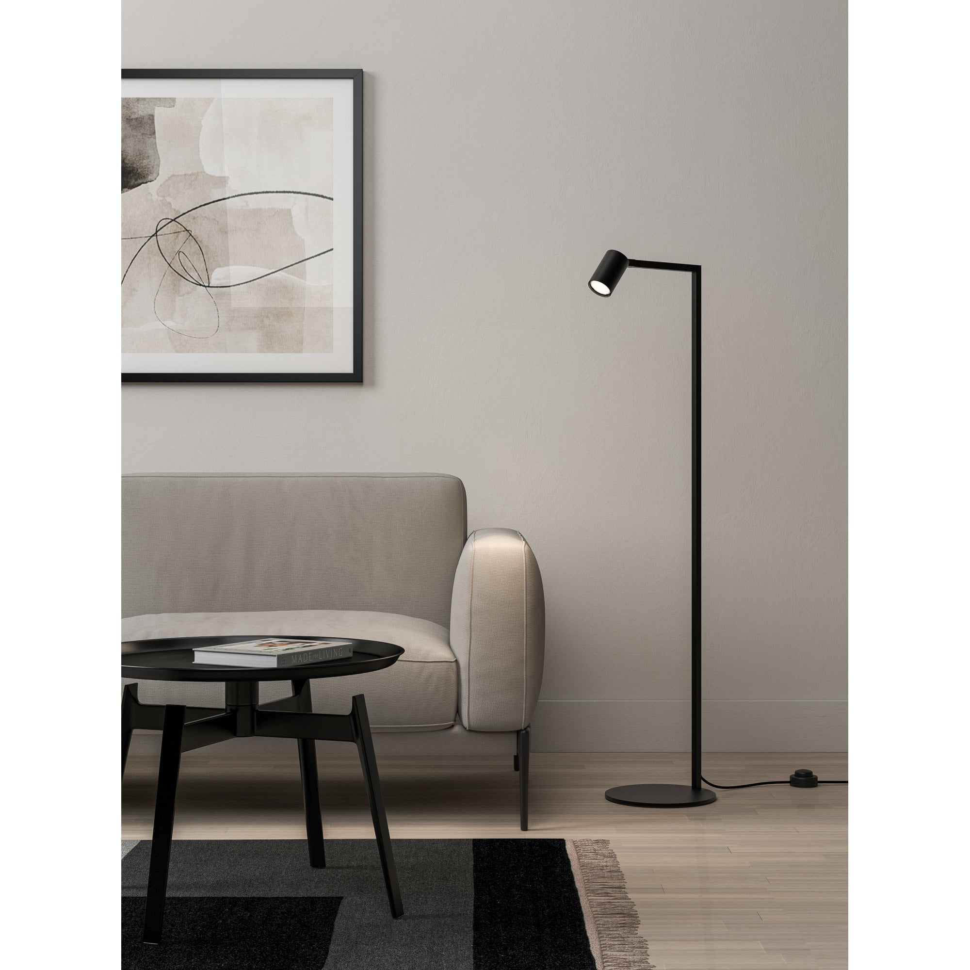 1286156 Ascoli 1 Light Floor Light Matt Black