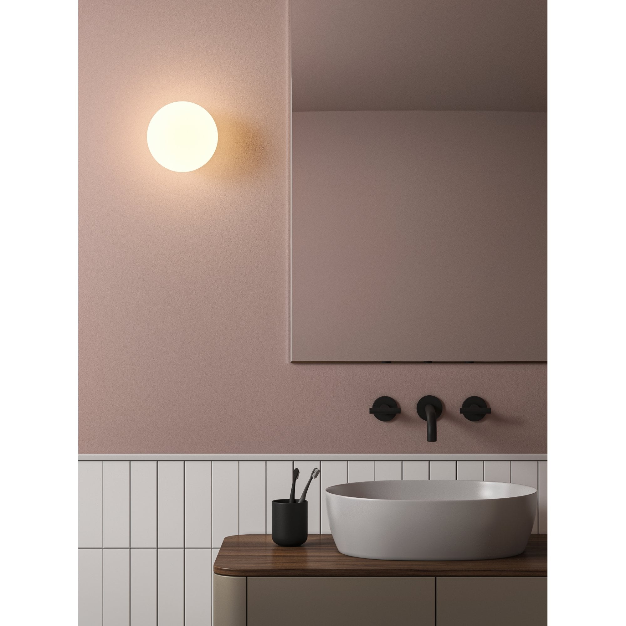 1429027 Tacoma Bathroom 1 Light Wall/Ceiling Matt Black Fitting Only