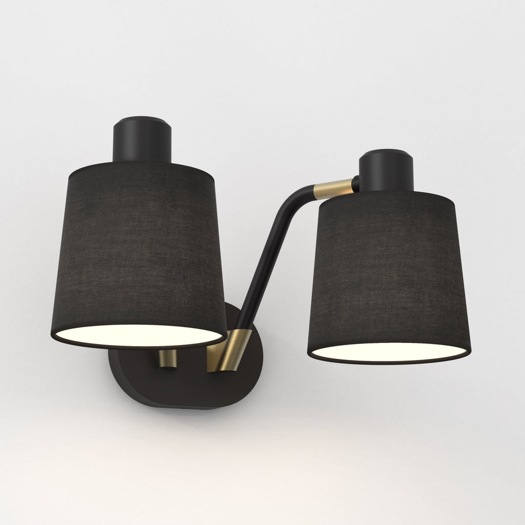 1441002 Edward Twin Wall Light Matt Black